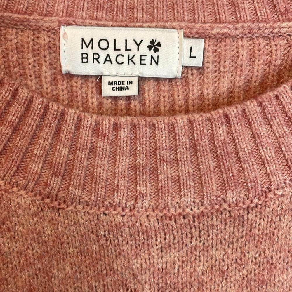 Anthropologie Crew Neck Mollie Bracken LOVE Pink Sweater - Picture 4 of 9